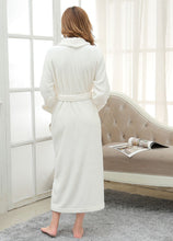 Load image into Gallery viewer, back view flannel white bathrobe
