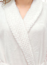 Load image into Gallery viewer, white flannel bathrobe with lapel collar
