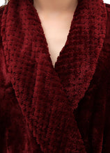 Load image into Gallery viewer, red flannel bathrobe with lapel collar
