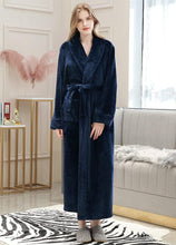 Load image into Gallery viewer, Navy Blue Flannel Bathrobe
