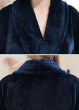 Load image into Gallery viewer, Navy Blue bathrobe  with lapel collar
