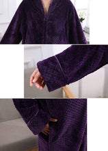 Load image into Gallery viewer, purple thick flannel bathrobe
