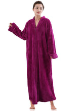 Load image into Gallery viewer, zip up rose red bathrobe
