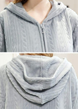 Load image into Gallery viewer, zip up grey bathrobe for women
