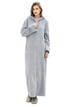 Load image into Gallery viewer, grey hooded bathrobe for women
