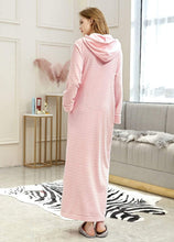 Load image into Gallery viewer, pink zip up hooded bathrobe
