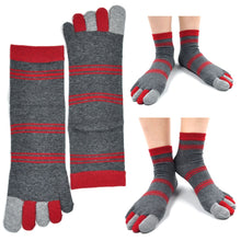 Load image into Gallery viewer, grey and red 5 finger socks for men
