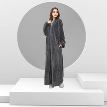 Load image into Gallery viewer, Artfasion Zip Up Style Grey Dressing Gown Bathrobe Unisex For Men and Women Maternity Robe Wedding Winter Robe Luxury Brand Quality Bathrobe
