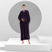 Load image into Gallery viewer, Artfasion Zip Up Style Purple Dressing Gown Bathrobe Unisex For Men and Women Maternity Robe Wedding Winter Robe Luxury Brand Quality Bathrobe
