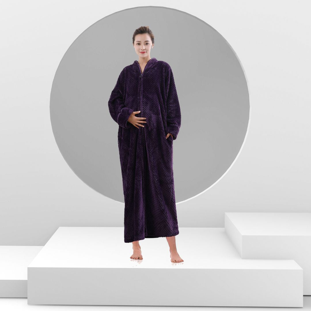 Artfasion Zip Up Style Purple Dressing Gown Bathrobe Unisex For Men an
