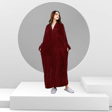 Load image into Gallery viewer, Artfasion Zip Up Style Wine Red Dressing Gown Bathrobe Unisex For Men and Women Maternity Robe Wedding Winter Robe Luxury Brand Quality Bathrobe
