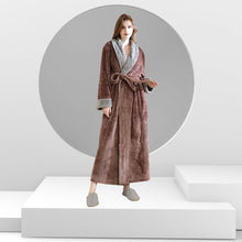 Load image into Gallery viewer, Artfasion Classic Design Coffee Fluffy Dressing Gown Bathrobe Unisex Winter Wedding Bathrobe
