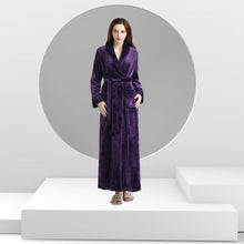 Load image into Gallery viewer, Artfasion Classic Purple Unisex Long Flannel Dressing Gown Bathrobe for Men and Women
