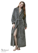 Load image into Gallery viewer, classic grey flannel bathrobe
