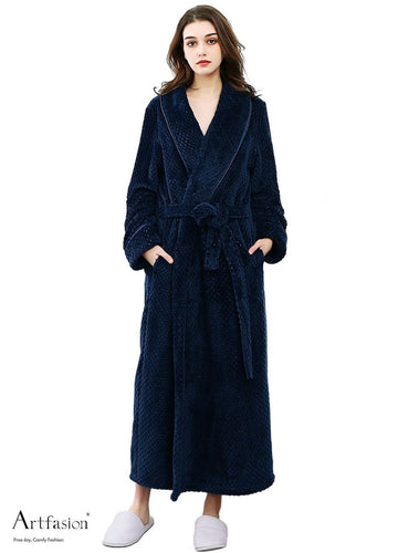 navy blue flannel bathrobe for women