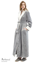 Load image into Gallery viewer, grey fluffy bathrobe for women
