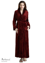 Load image into Gallery viewer, red flannel bathrobe for women
