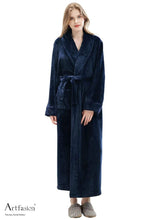 Load image into Gallery viewer, navy blue thick flannel dressing gown
