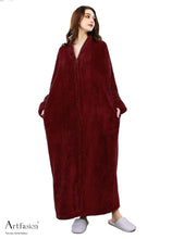 Load image into Gallery viewer, Wine red zip up bathrobe
