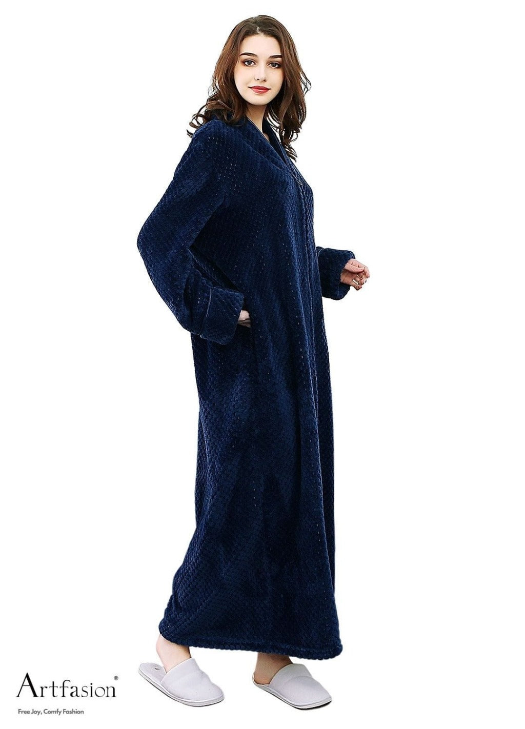 blue flannel bathrobe