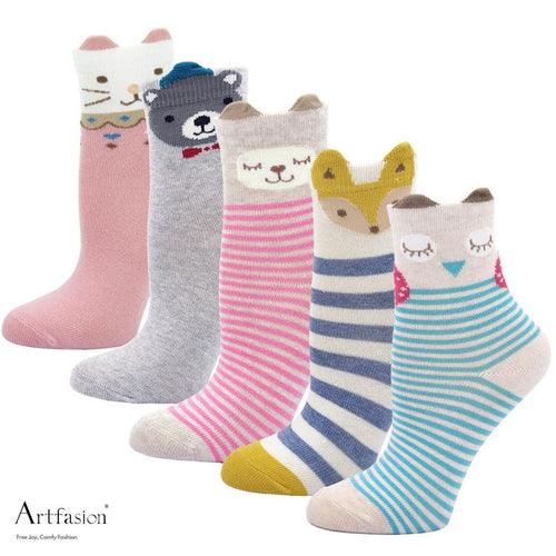 5 pairs animal socks for girls