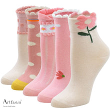 Load image into Gallery viewer, 5 pairs floral socks for girls
