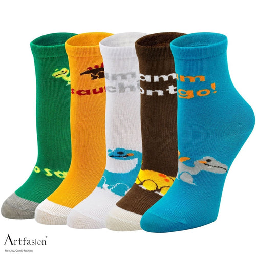 5 pairs dinosaur crew socks for boys