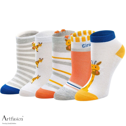 5 pairs giraffe ankle socks for boys