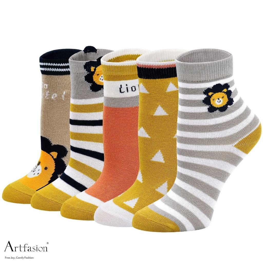 5 pairs cute lion socks