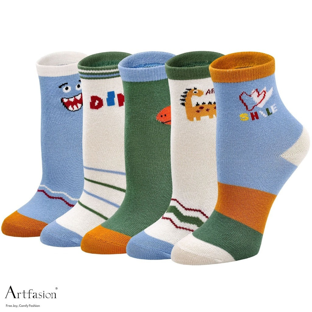 5 pairs cute dinosaur socks for boys