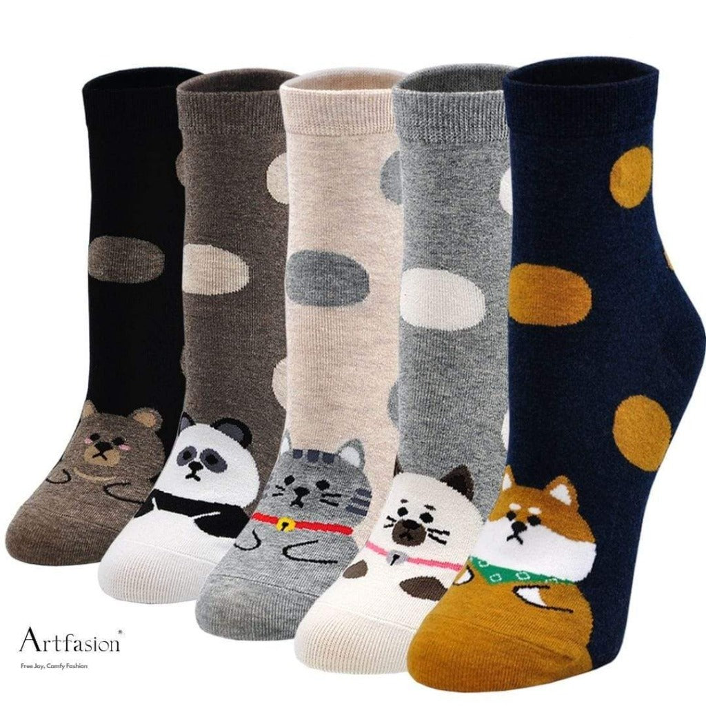 cute polka dots animal socks for women