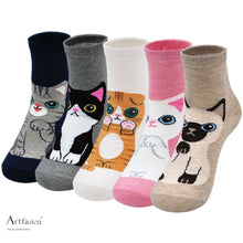 Load image into Gallery viewer, cute kittens crew socks for women
