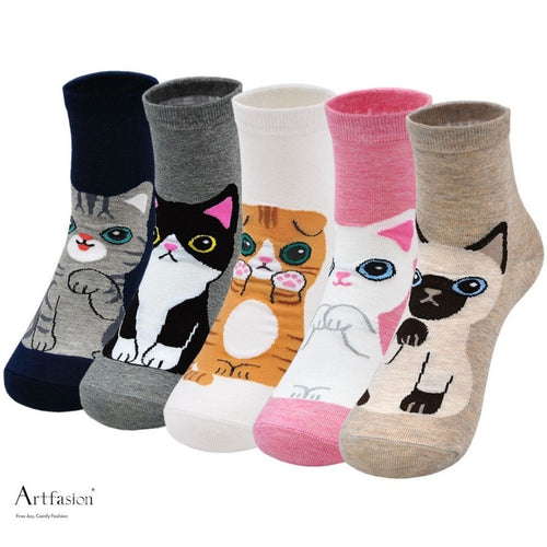 cute kittens crew socks for women