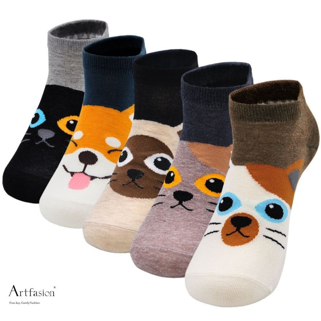 cute animal face ankle socks