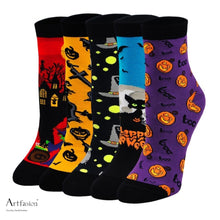 Load image into Gallery viewer, 5 pairs novelty creepy design halloween socks
