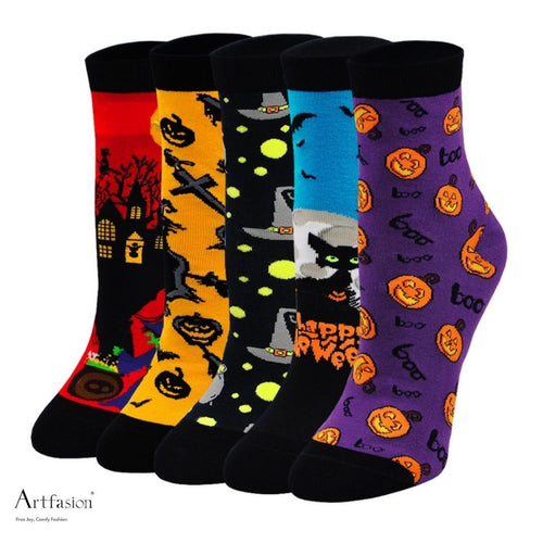 5 pairs novelty creepy design halloween socks