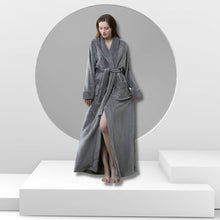 Load image into Gallery viewer, Artfasion Grey Unisex Long Flannel Dressing Gown Bathrobe for Men and Women
