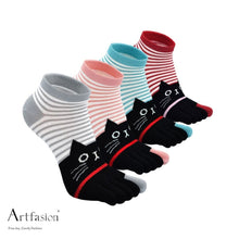 Load image into Gallery viewer, 4 pairs cat socks for women
