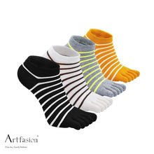 Load image into Gallery viewer, 4 pairs stripes toe socks for women
