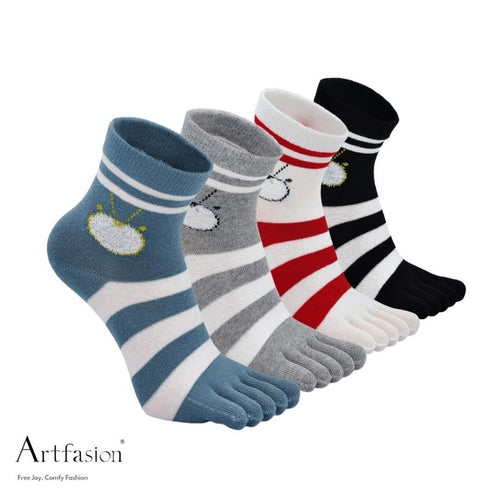 4 pairs stripes cute slipper socks for women