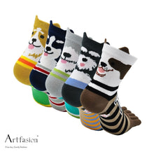 Load image into Gallery viewer, 5 pairs cute dog face socks 
