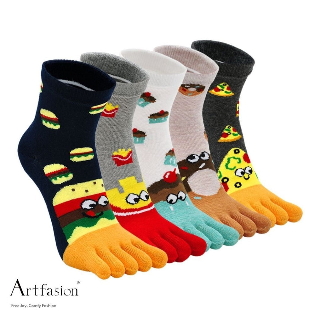 5 pairs cute fast food crew socks for women