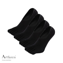 Load image into Gallery viewer, 4 pairs plain black no show socks for men
