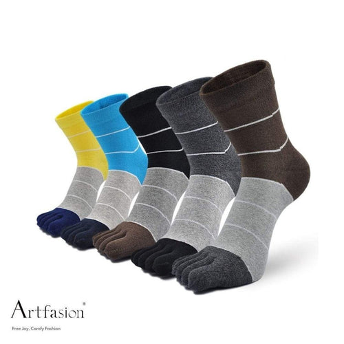 Artfasion Men's Toe Socks Cotton Fun Casual Athletic Running Ankle